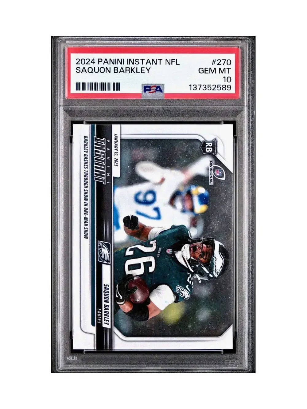 Saquon Barkley 2024 Panini Record Breaker NFL #270 Philadelphia Eagles PSA 10